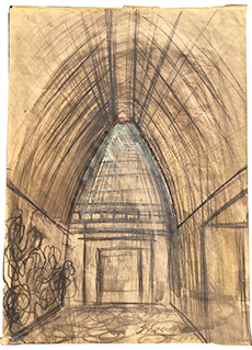 Chapel Mural Study Drawing by David Alfaro Siqueiros